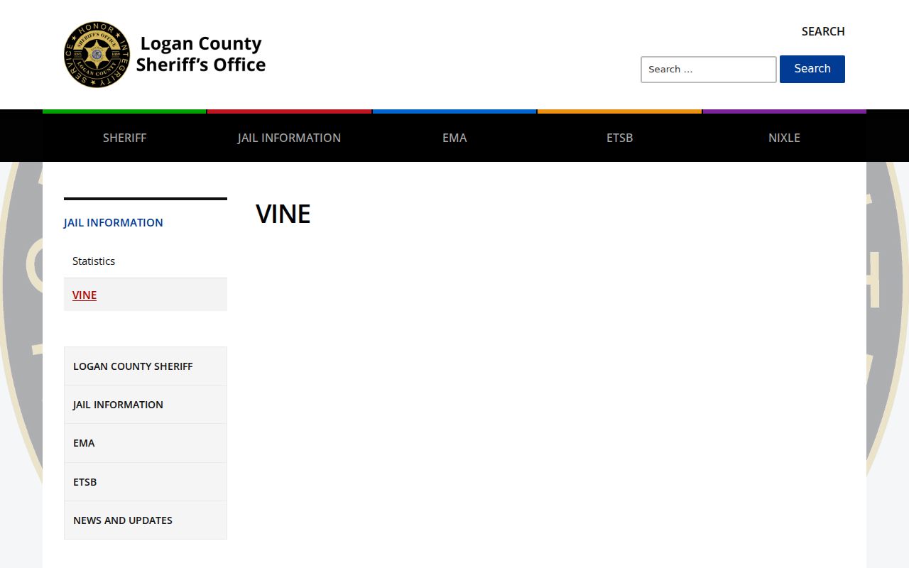 Official Logan County VINE access page for custody information