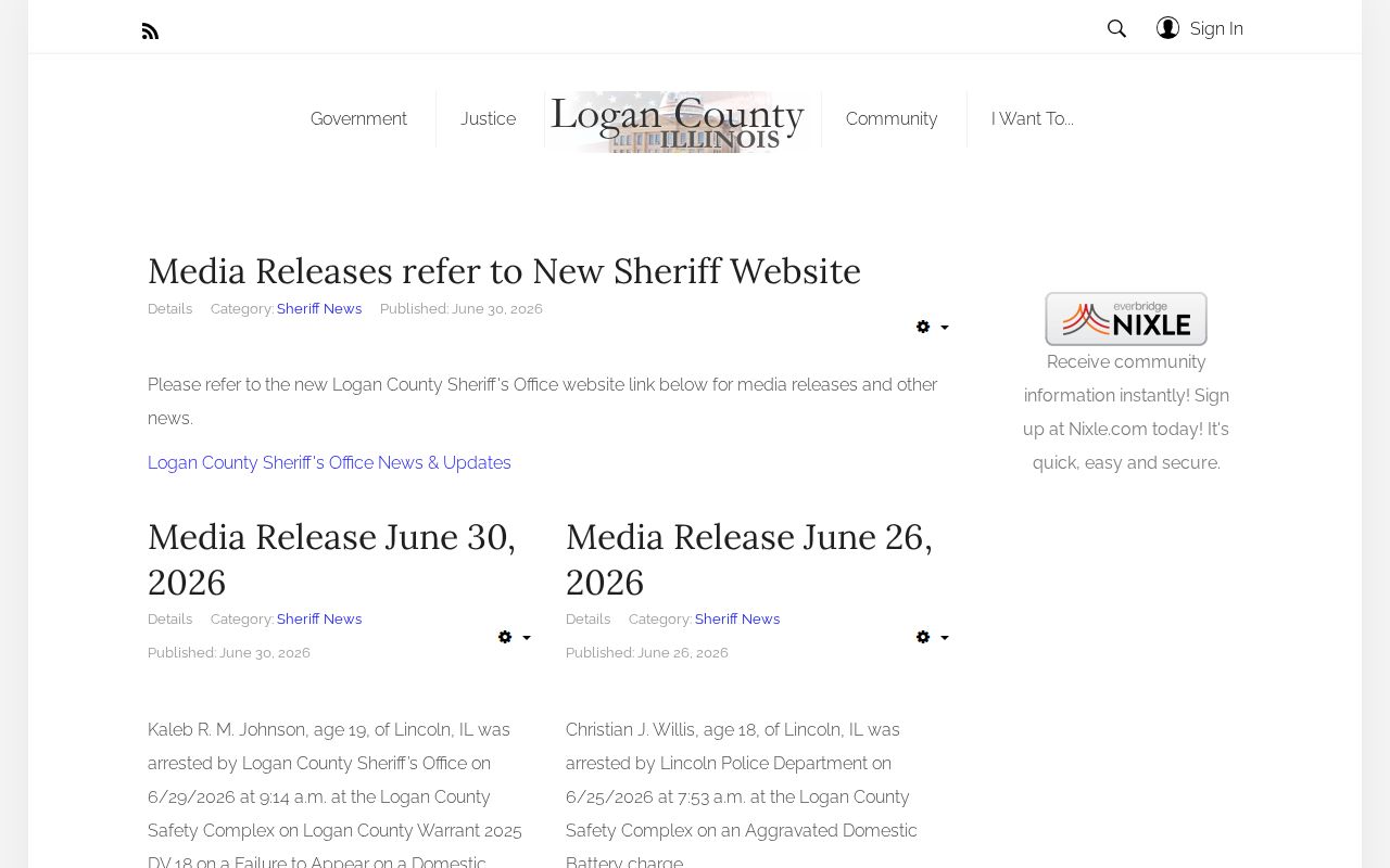 Official Logan County sheriff media release archive interface