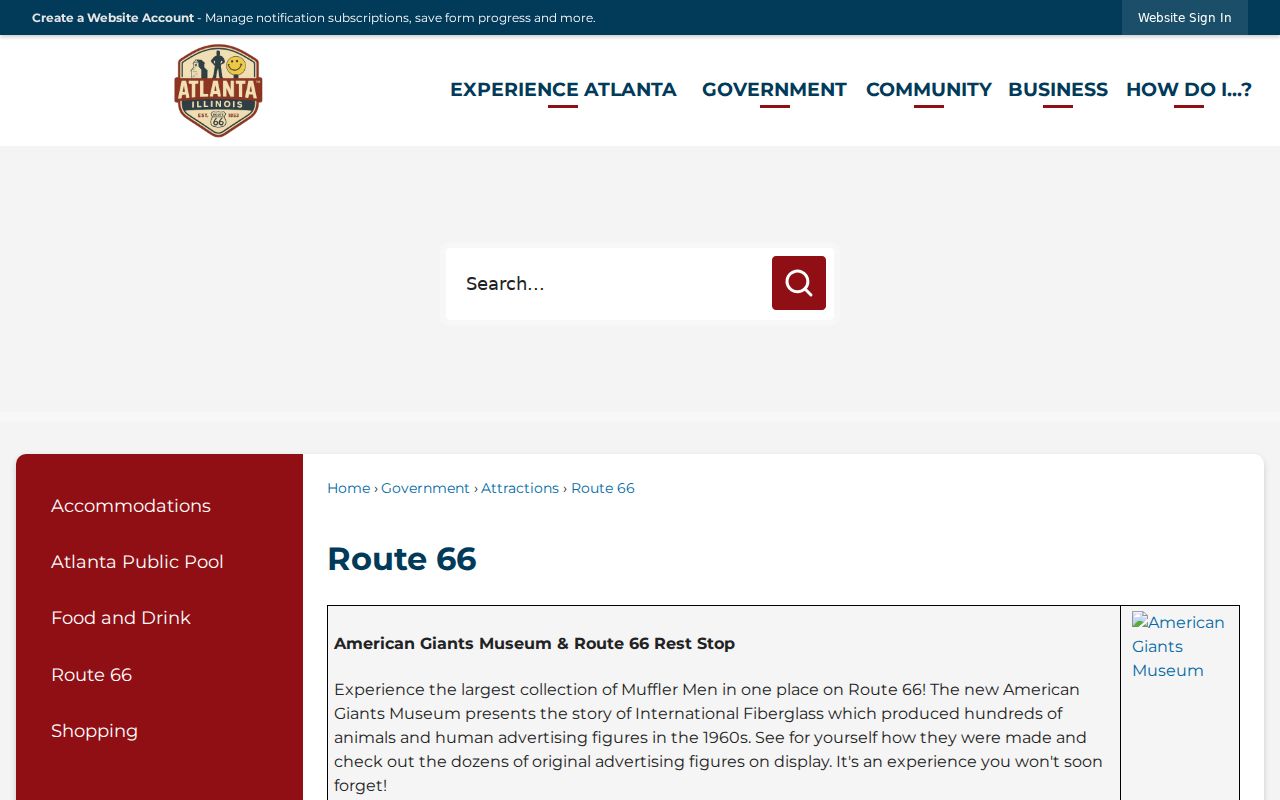 Official Atlanta Illinois Route 66 history page