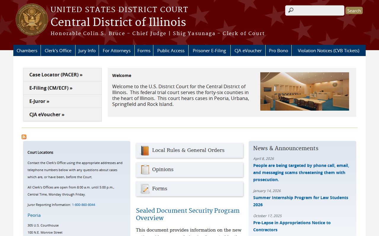 Central District of Illinois federal court for Logan County cases