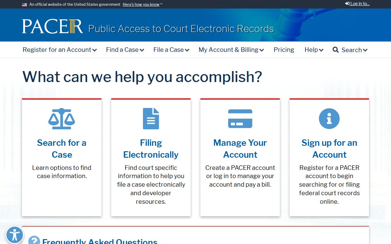 Federal PACER access for criminal court cases involving Logan County