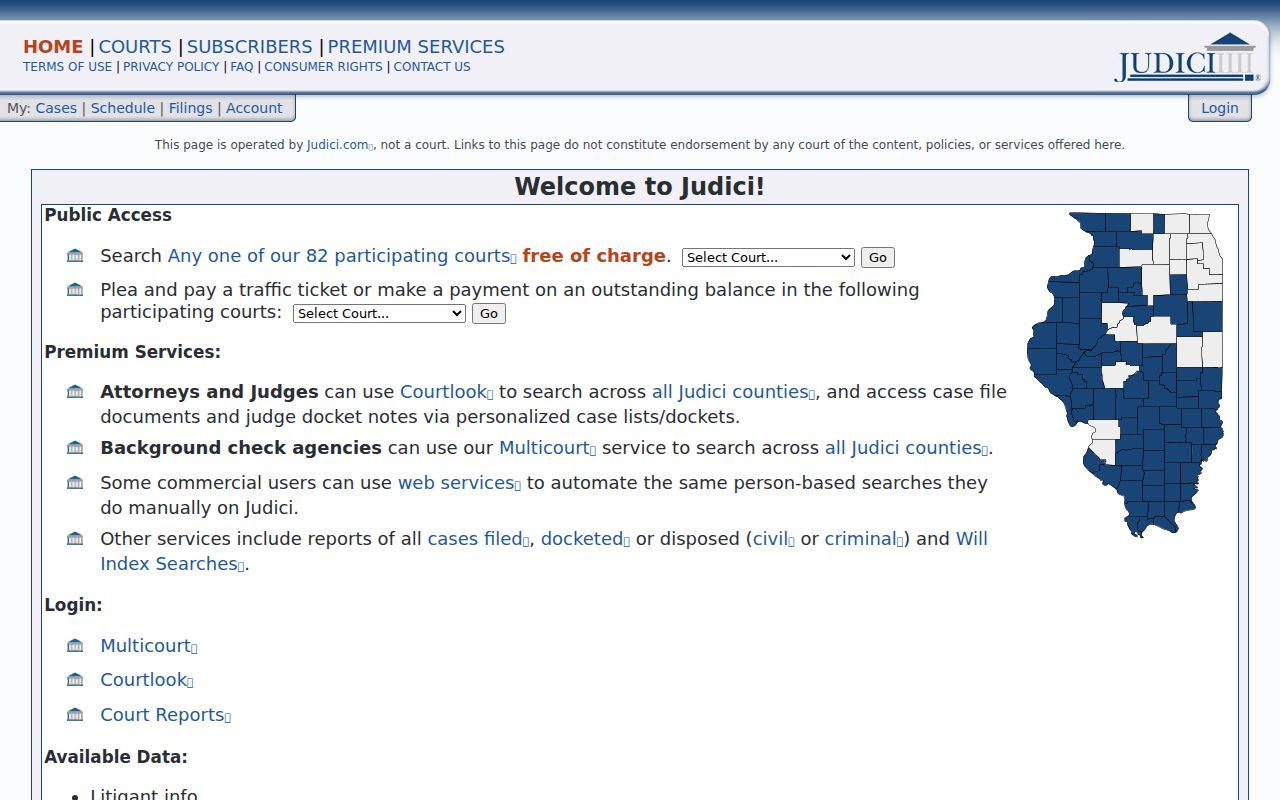 Judici gateway for Logan County court case records