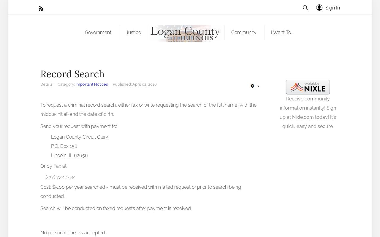 Logan County written criminal court case search instructions
