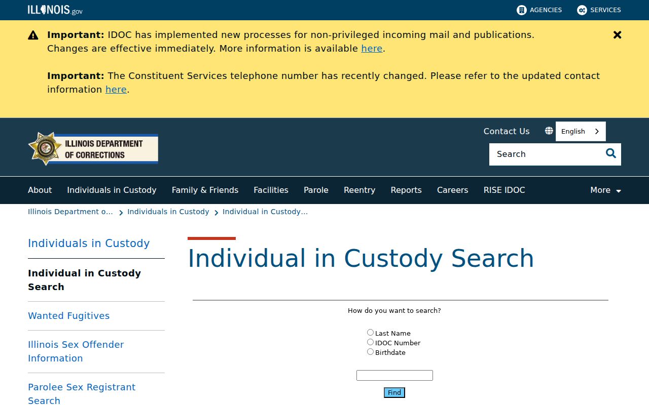 IDOC custody search for Logan County criminal history research