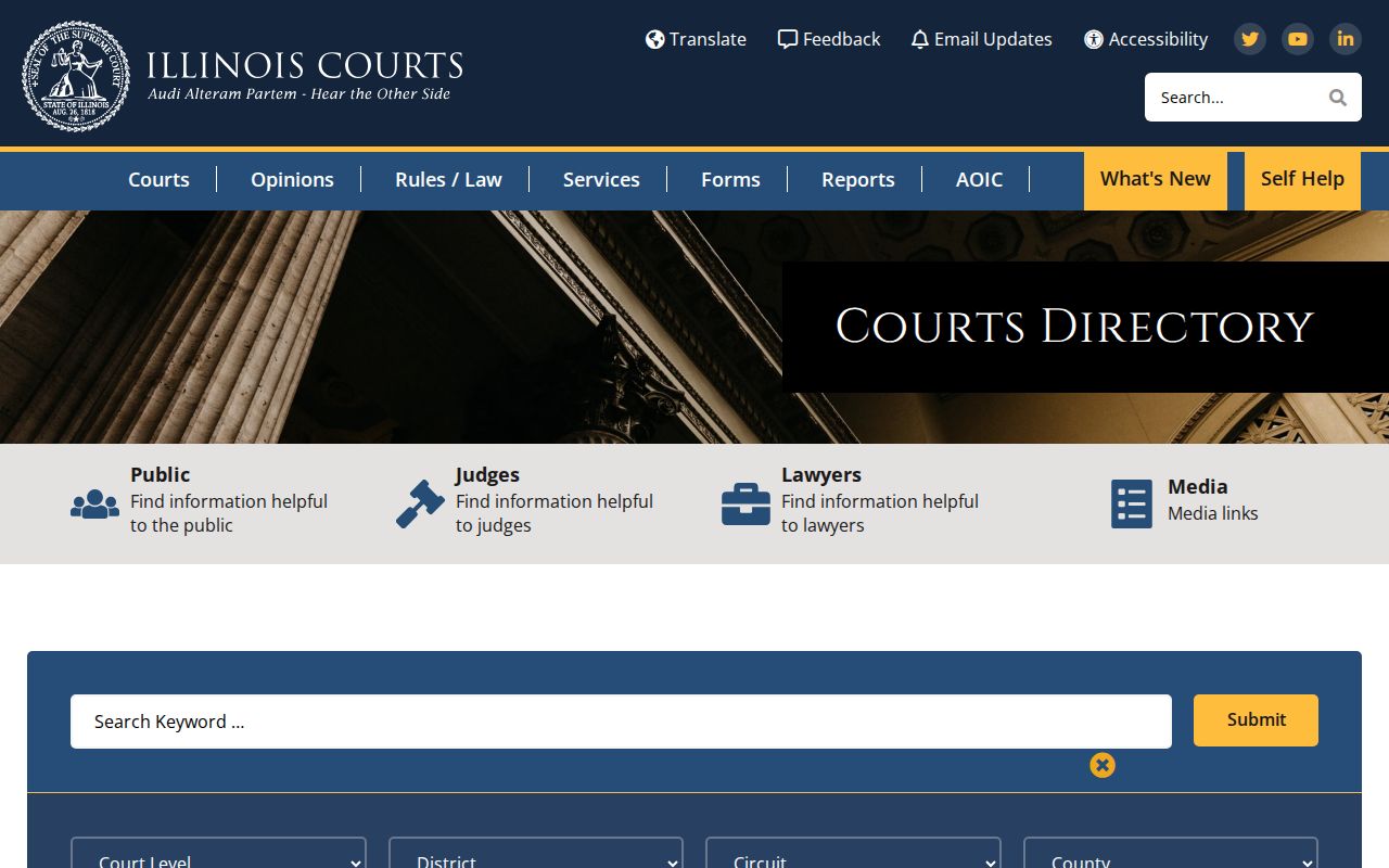 Illinois court directory for Logan County criminal case records