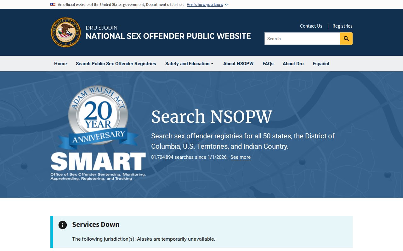 National registry search used alongside Logan County offender records